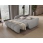 Canapé 2 places convertible tissu doux, gris, coffre, DEVON Canapé 2 places convertible tissu doux, gris, coffre, DEVON