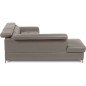 Canapé d'angle convertible en cuir italien luxe 5 places, MEMEZO, coffre, taupe, angle gauche