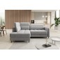 Canapé d'angle convertible en velours gris luxe 3 places BARTOLI, angle gauche (vu de face)