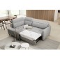 Canapé d'angle convertible en velours gris luxe 3 places BARTOLI, angle gauche (vu de face)