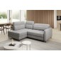 Canapé d'angle convertible en velours gris luxe 3 places BARTOLI, angle gauche (vu de face)