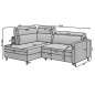 Canapé d'angle convertible en velours gris luxe 3 places BARTOLI, angle gauche (vu de face)