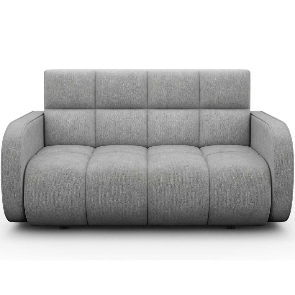 Canapé 2 places convertible tissu doux, gris, coffre, DEVON