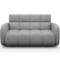 Canapé 2 places convertible tissu doux, gris, coffre, DEVON