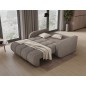 Canapé 2 places convertible tissu doux beige, coffre, DEVON