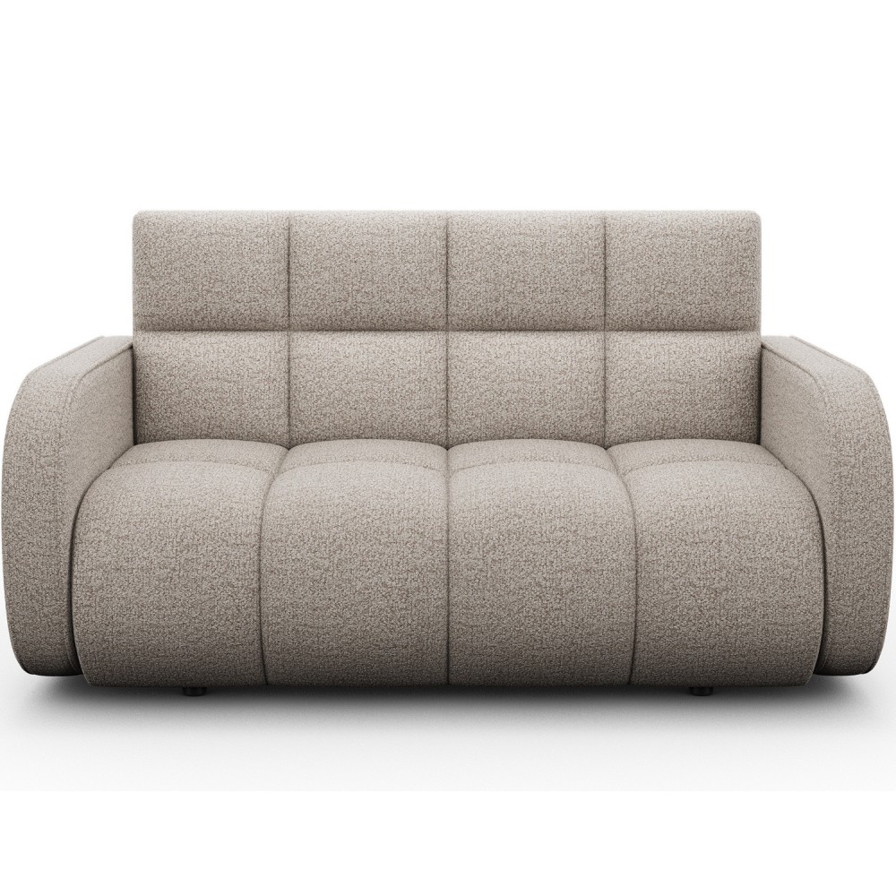 Canapé 2 places convertible tissu bouclette beige, coffre, DEVON