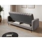 Canapé 3 places convertible tissu gris, coffre, RONSARD