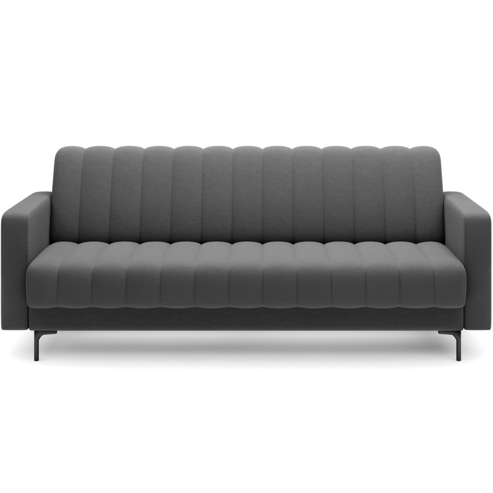 Canapé 3 places convertible velours luxe gris foncé, coffre, RONSARD