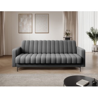 Canapé 3 places convertible velours luxe gris foncé, coffre, RONSARD