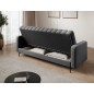 Canapé 3 places convertible velours luxe gris foncé, coffre, RONSARD