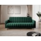 Canapé 3 places convertible velours luxe vert, coffre, RONSARD