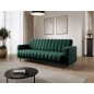 Canapé 3 places convertible velours luxe vert, coffre, RONSARD