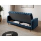 Canapé 3 places convertible velours luxe bleu foncé, coffre, RONSARD