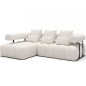 Canapé d'angle convertible en tissu bouclette blanc cassé luxe 5 places LEONI, angle gauche (vu de face)