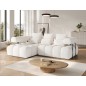 Canapé d'angle convertible en tissu bouclette blanc cassé luxe 5 places LEONI, angle gauche (vu de face)