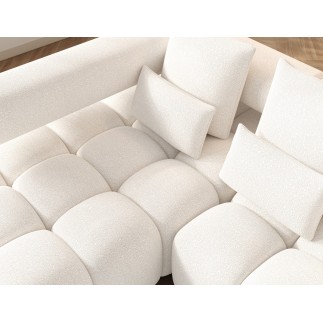 Canapé d'angle convertible en tissu bouclette blanc cassé luxe 5 places LEONI