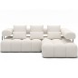 Canapé d'angle convertible en tissu bouclette blanc cassé 3-4 places LEONI, angle droit (vu de face)