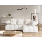 Canapé d'angle convertible en tissu bouclette blanc cassé 3-4 places LEONI, angle droit (vu de face)