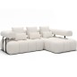 Canapé d'angle convertible en tissu bouclette blanc cassé 3-4 places LEONI, angle droit (vu de face)