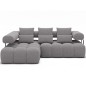 Canapé d'angle convertible en tissu très doux luxe gris 5 places LEONI, angle gauche (vu de face) Canapé d'angle convertible en tissu très doux luxe gris 5 places LEONI, angle gauche (vu de face)