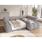 Canapé d'angle convertible en tissu très doux luxe gris 5 places LEONI, angle droit (vu de face) Canapé d'angle convertible en tissu très doux luxe gris 5 places LEONI, angle droit (vu de face)