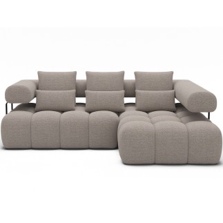 Canapé d'angle convertible en tissu bouclette beige luxe 5 places LEONI