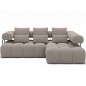 Canapé d'angle convertible en tissu bouclette beige luxe 5 places LEONI, angle droit (vu de face)