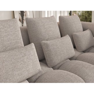 Canapé d'angle convertible en tissu bouclette beige luxe 5 places LEONI