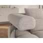 Canapé d'angle convertible en tissu bouclette beige luxe 5 places LEONI, angle droit (vu de face)