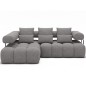 Canapé d'angle convertible en tissu luxe gris 5 places LEONI, angle gauche (vu de face)