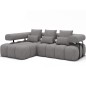 Canapé d'angle convertible en tissu luxe gris 5 places LEONI, angle gauche (vu de face)