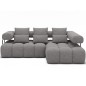 Canapé d'angle convertible en tissu luxe gris 5 places LEONI, angle droit (vu de face)