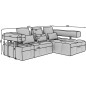 Canapé d'angle convertible en tissu luxe gris 5 places LEONI, angle droit (vu de face)