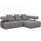 Canapé d'angle convertible en tissu luxe gris 5 places LEONI, angle droit (vu de face)