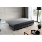 Canapé 3 places convertible tissu gris et simili noir, coffre, CALIN