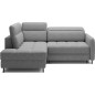 Canapé d'angle convertible en tissu bouclette gris luxe 3 places BARTOLI, angle gauche (vu de face)