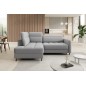 Canapé d'angle convertible en tissu bouclette gris luxe 3 places BARTOLI, angle gauche (vu de face)