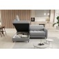 Canapé d'angle convertible en tissu bouclette gris luxe 3 places BARTOLI, angle gauche (vu de face)