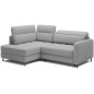 Canapé d'angle convertible en tissu bouclette gris luxe 3 places BARTOLI, angle gauche (vu de face)