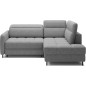 Canapé d'angle convertible en tissu bouclette gris luxe 3 places BARTOLI, angle droit (vu de face)