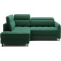 Canapé d'angle convertible en velours vert luxe 3 places BARTOLI, angle gauche (vu de face)