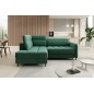 Canapé d'angle convertible en velours vert luxe 3 places BARTOLI, angle gauche (vu de face)
