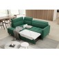 Canapé d'angle convertible en velours vert luxe 3 places BARTOLI, angle gauche (vu de face)