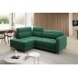 Canapé d'angle convertible en velours vert luxe 3 places BARTOLI, angle gauche (vu de face)
