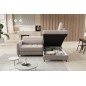 Canapé d'angle convertible en velours beige luxe 3 places BARTOLI, angle droite (vu de face) Canapé d'angle convertible en velours beige luxe 3 places BARTOLI, angle droite (vu de face)