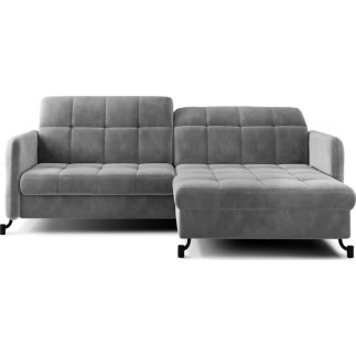 Canapé d'angle convertible en velours gris luxe 3-4 places LORO