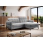 Canapé d'angle convertible en velours gris luxe 3-4 places LORO, angle droit (vu de face) Canapé d'angle convertible en velours gris luxe 3-4 places LORO, angle droit (vu de face)