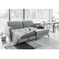 Canapé d'angle convertible en velours gris luxe 3-4 places LORO, angle droit (vu de face) Canapé d'angle convertible en velours gris luxe 3-4 places LORO, angle droit (vu de face)