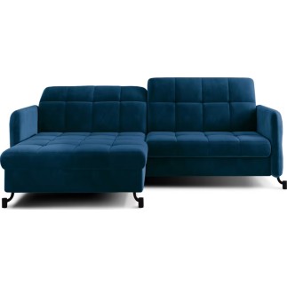 Canapé d'angle convertible en velours bleu foncé luxe 3-4 places LORO
