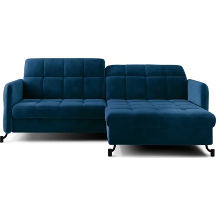 Canapé d'angle convertible en velours bleu foncé luxe 3-4 places LORO